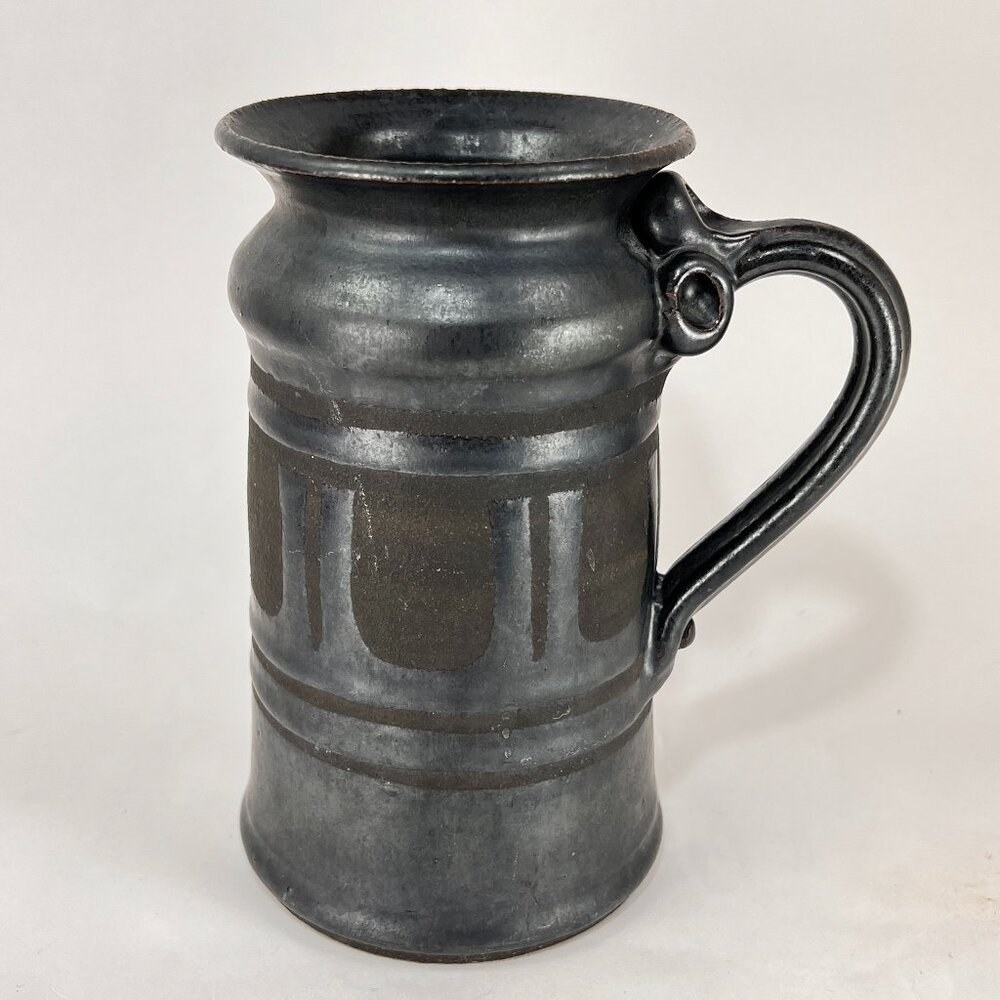 Medieval Style Stein Mug Tankard Silver Gray Hand Crafted Stoneware Pottery